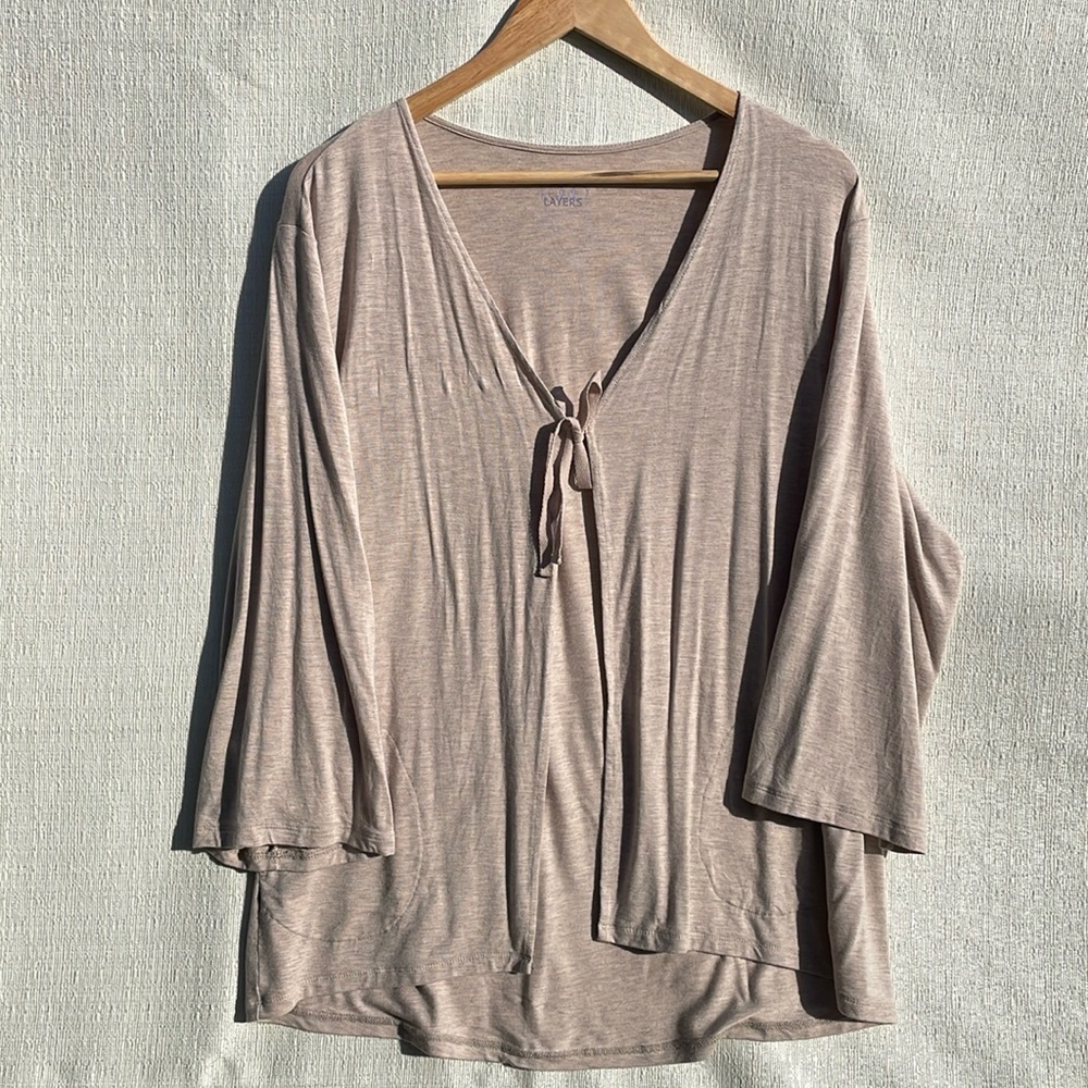 LOGO Layers by Lori Goldstein Kimono Cardigan Womens Tie Front Size Medium